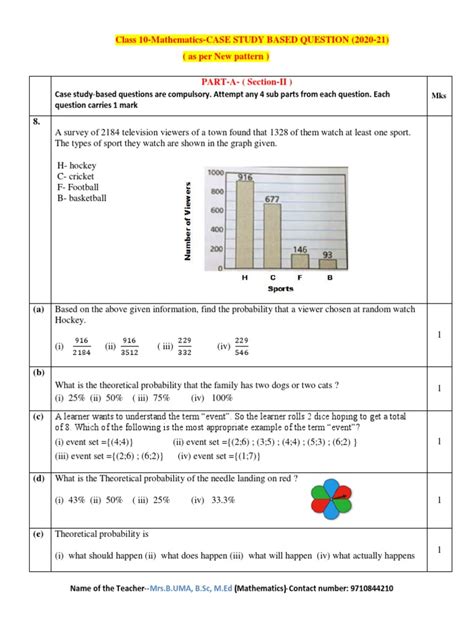 Image result for Case Study Questions Class 10 Maths Probability