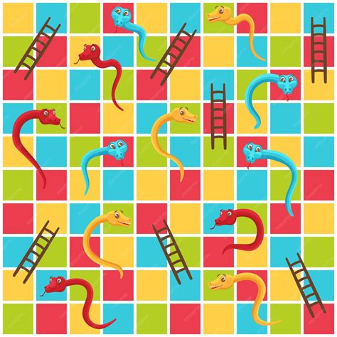 Snake and ladders grid Kleur tegels spelbord met schattige slangen en ...