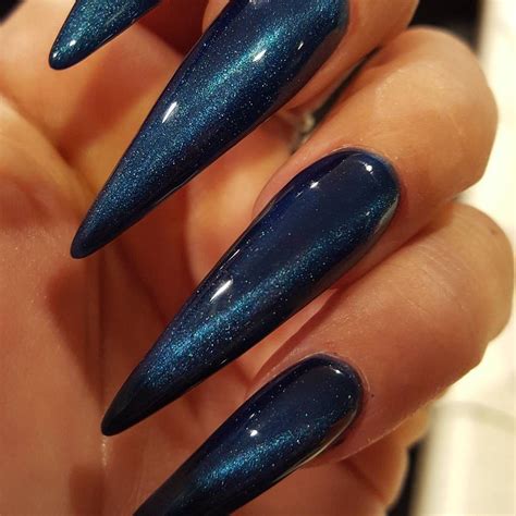 IG @cocoharter Galaxy tigers eye stiletto nails Holographic Nails, Blue ...