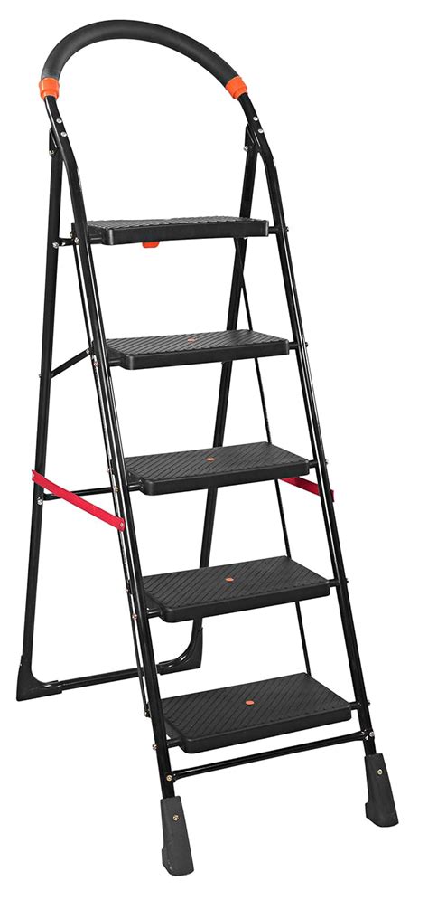 Trendy Cameo Mild Steel 5-Step Folding Ladder (Black) : Amazon.in: Home ...