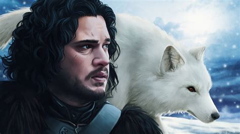 Download Ghost And Jon Snow Game Of Thrones Wallpaper | Wallpapers.com