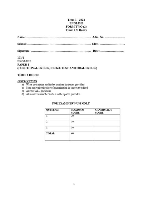 Image result for Form 2 Exam Questions