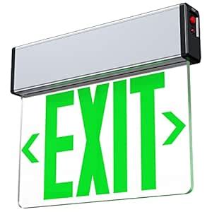 Green LED Edge Lit Exit Sign Brushed Aluminum Housing, UL Listed ...