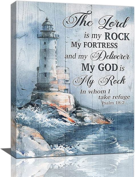 Buy Ocean Lighthouse Wall Art Christian Psalm Bible Quotes Wall Decor ...