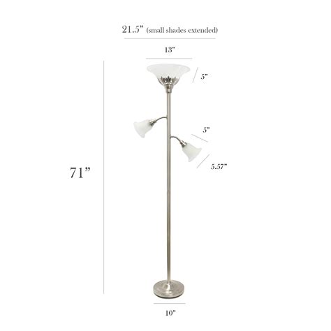 Elegant Designs 3 Light Floor Lamp with Scalloped Glass Shades, Brushed ...