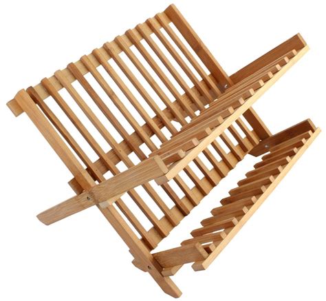 7Trees& Folding 2-Tier Bamboo Dish Drying Rack : Amazon.in: Home & Kitchen