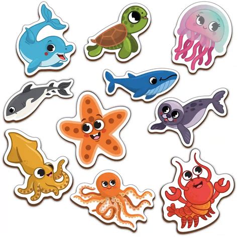 Fridge Magnetic Sea Animals Set of 10 2+ Years – Mini Leaves