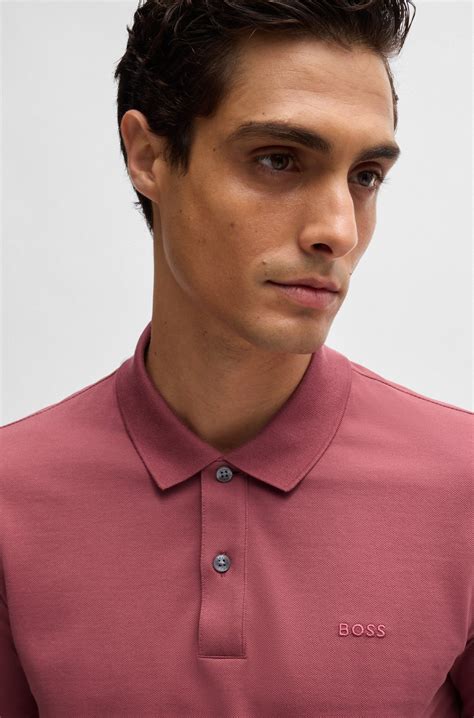 BOSS - Pallas Cotton polo shirt with embroidered logo - Light Red