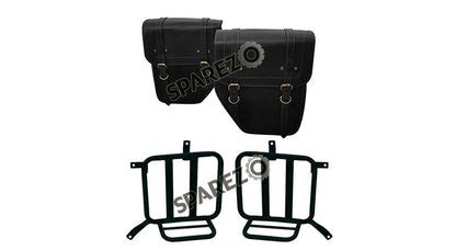 Royal Enfield Meteor 350cc Leather Bags With Mounting Pair Black – Sparezo