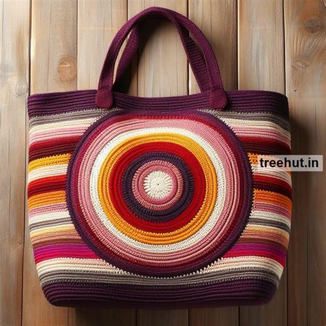 Crochet Beach Bag Ideas in Dark colors and Stripes