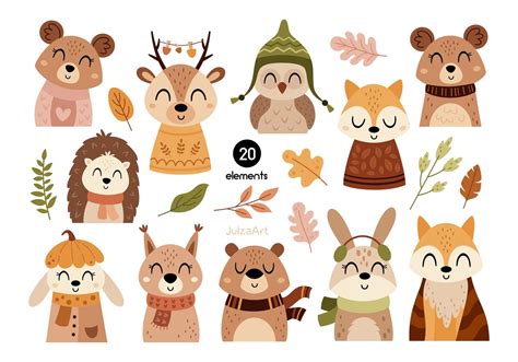 Autumn Animals Clipart Fall Animals Svg Woodland Animals - Etsy
