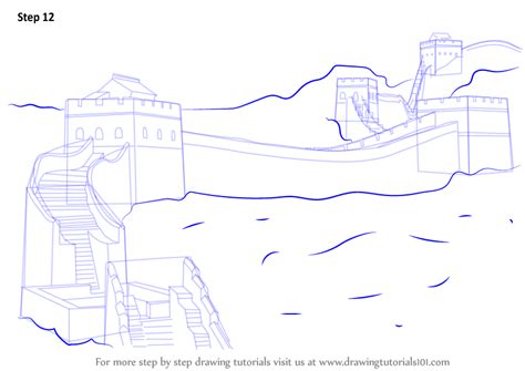 How to Draw Great Wall of China (World Heritage Sites) Step by Step ...