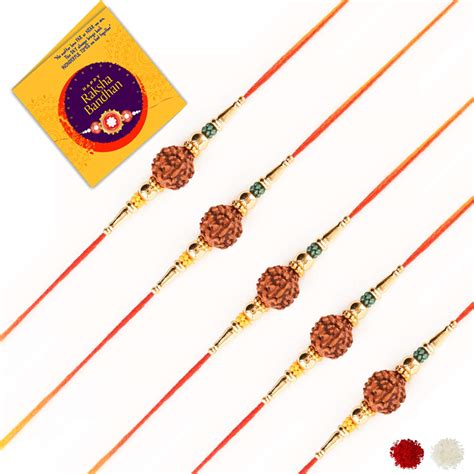 Buy Beingelegant - Big RUDRAKSHA (Combo of 5) Rakhi for Brother with ...
