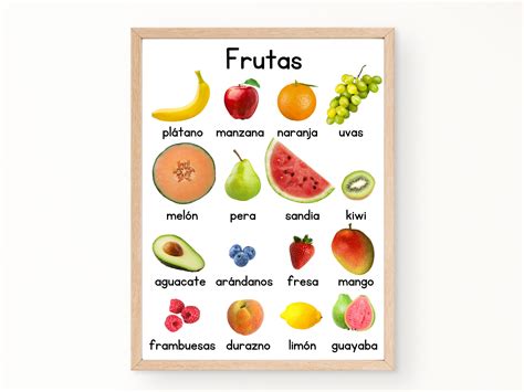 Spanish Educational Fruits Poster, Food Montessori, Bilingual ...