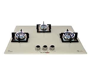 BLOWHOT Hob 3 Burner, Auto Ignition, 8 mm Glass Top, One 110 mm Triple ...