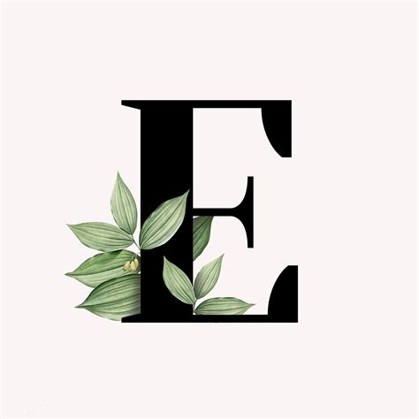 Stunning Botanical Letter E Illustration