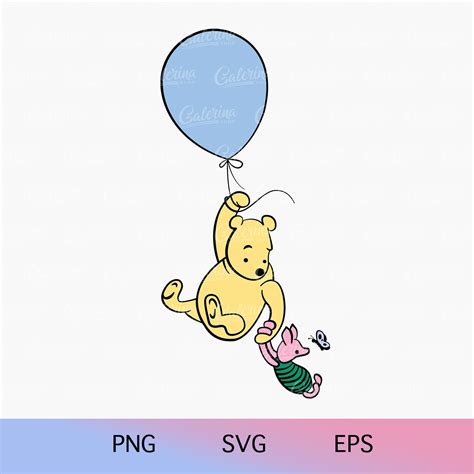 Winnie The Pooh With Balloon Outline