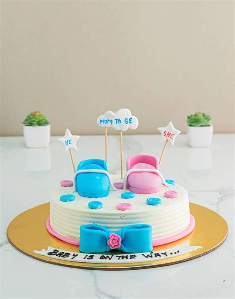 Baby Shower Cake. Pink Blue Shoes. Noida & Gurgaon – Creme Castle