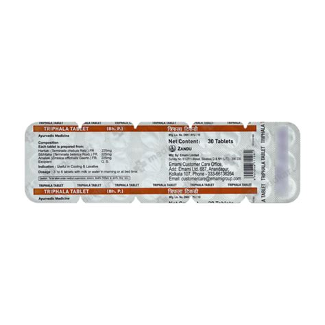 TRIPHALA ZANDU TABLET 30'S : View Price, Combination and Alternatives ...