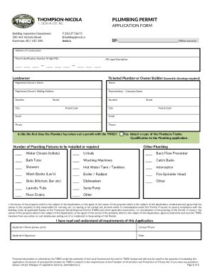 Fillable Online building permit - application form - TNRD Fax Email ...