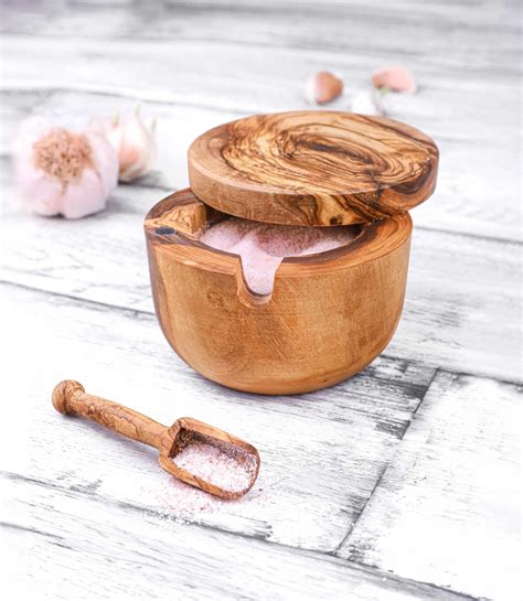 Wooden Salt Cellar with Wooden Spoon - Artisraw