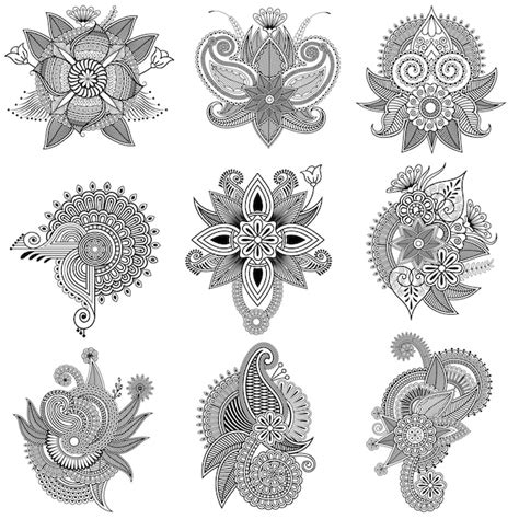 Tradicional e Cultural Belos padrões de design de tatuagem padrões de ...