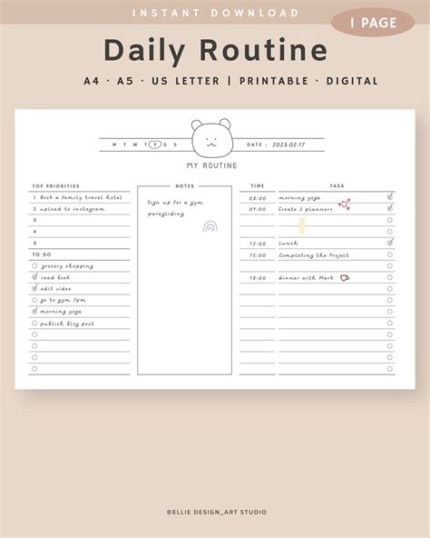 Image result for Daily Routine Planner
