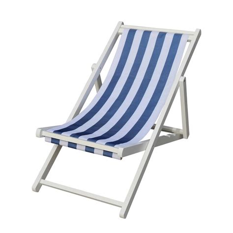 GZMR Stackable White Wood Frame Stationary Beach Chair(s) with Blue ...