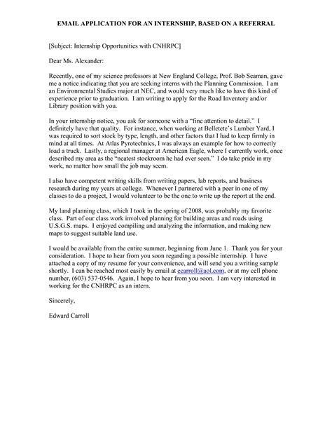 Image result for Internship Email Example