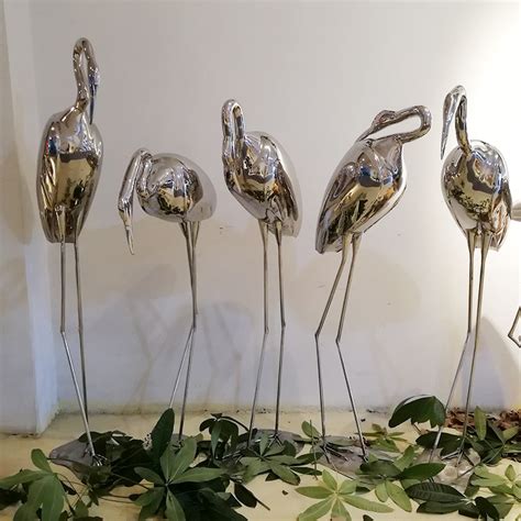 不锈钢小品定制抽象动物雕塑白鹭家居庭院户外园林景观草地摆件-阿里巴巴