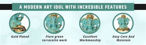 Buy Gold Art India Ceramic Gold Plated Terracotta Big Ear Ganesha Idol ...