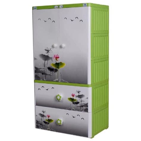 Akij Plastics Kid's Plastic Almirah Cum Wardrobe with 3 Shelves, 2 ...