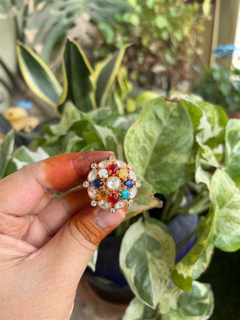 Navratan Finger Ring - P0328 | PetalsbySwathi