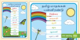 Days of the Week Display Poster in Tamil (teacher made)