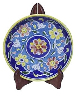 Urbankaari Blue Pottery Ceramic Decorative Wall Plate-8 Inch (Plate ...