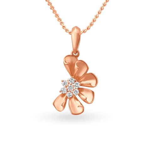 Semi Floral Diamond and Rose Gold Pendant