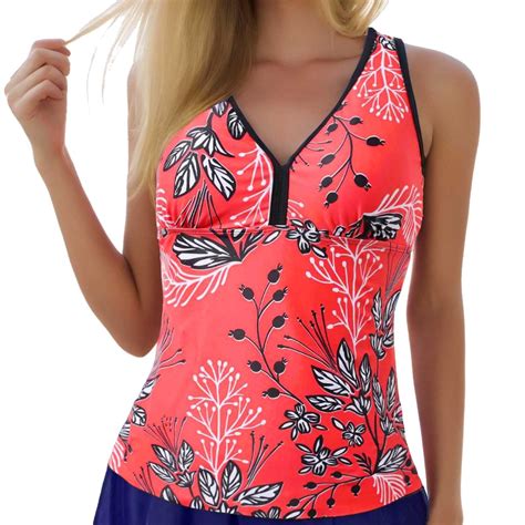 QHFBli Womens Tankini Tops Only Racerback Swim Tops Bikini Flowy ...