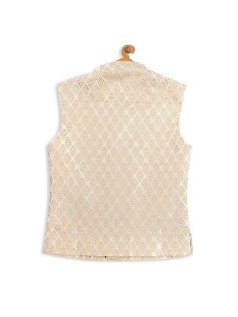 Sishu Boy's Cream Woven Design Nehru Jacket – vastramay