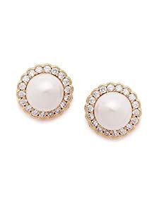 Zaveri Pearls Sparkling Cubic Zirconia & Pearl Stud Earring For Women ...