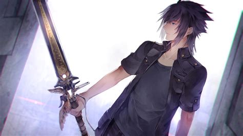 Final Fantasy XV, black hair, artwork, anime, digital art, Final ...