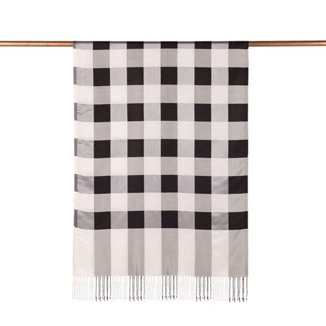 Black White Buffalo Checked Silk Scarf | Ipekevi