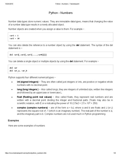 Python - Numbers - Tutorialspoint - Python - Numbers Python - Numbers ...
