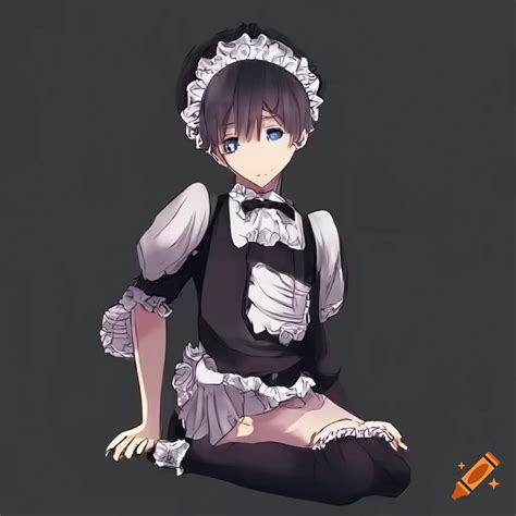 Anime boy wearing a maid outfit on Craiyon