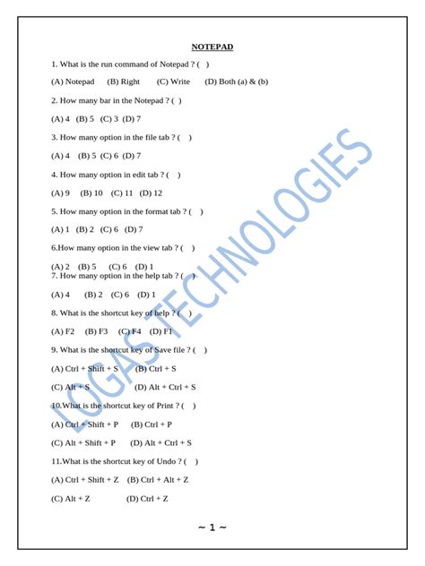 Image result for Computer Notepad MCQ Questions