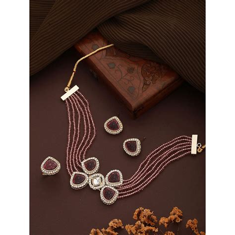 Buy Aatmana Purple Gold Plating Necklace Set Online