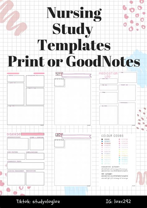 Nursing Study Templates for GoodNotes5 or Printable | Etsy