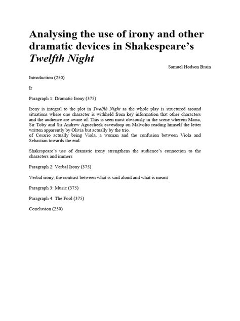 Analysing The Use of Irony and Other Dramatic Devices in Shakespeare | PDF