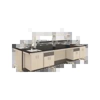 Lab 7 Double Side Lab Table by Geeken with Reagent Shelf & Sink