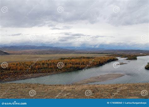 Yenisey River. Beautiful Siberian Rivers and Blue Sky Stock Photo ...