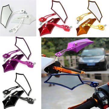 Universal Motorcycle 8mm 10mm Rear View Side Mirrors 5 Colors - Gold ...